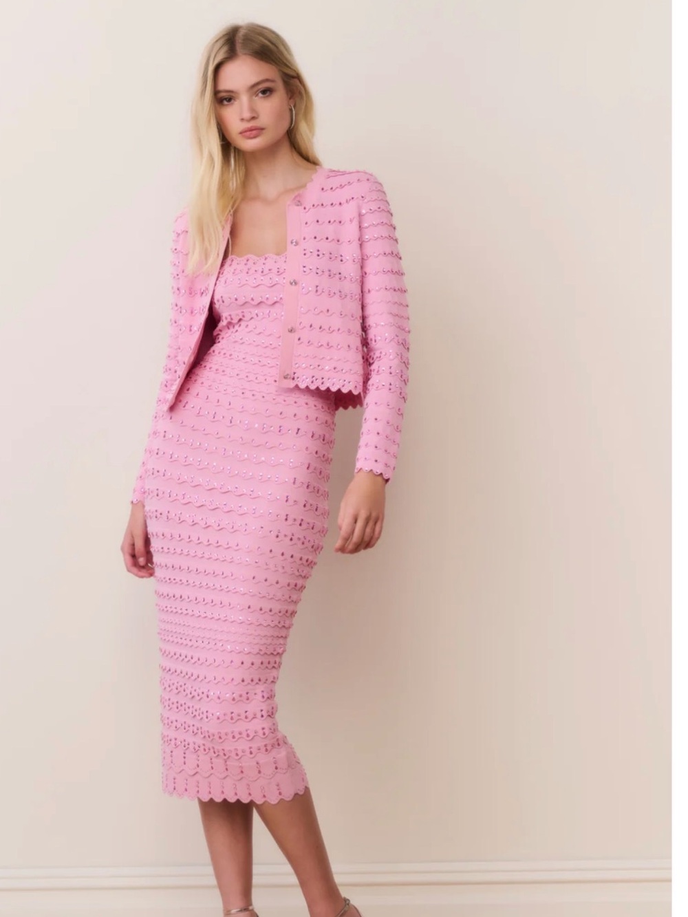 LoveShackFancy Ferris Scalloped Knit Cardigan